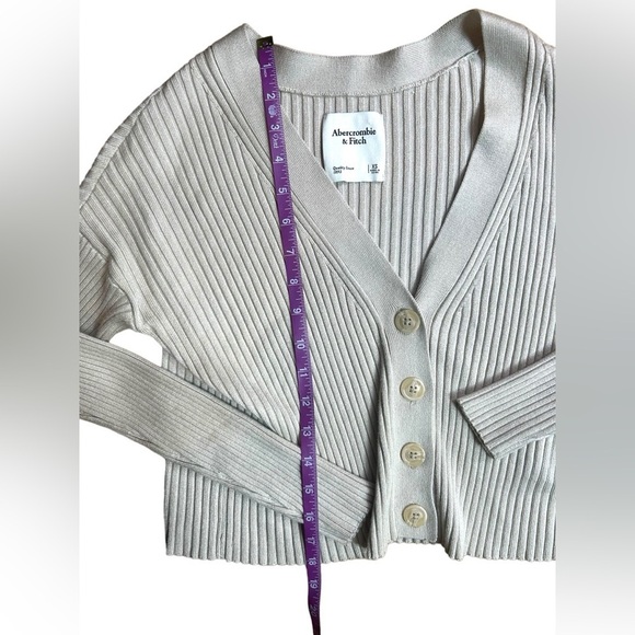 Abercrombie & Fitch | Elevated Ribbed Knit Cardigan in Light Tan Size XS - Picture 8 of 12
